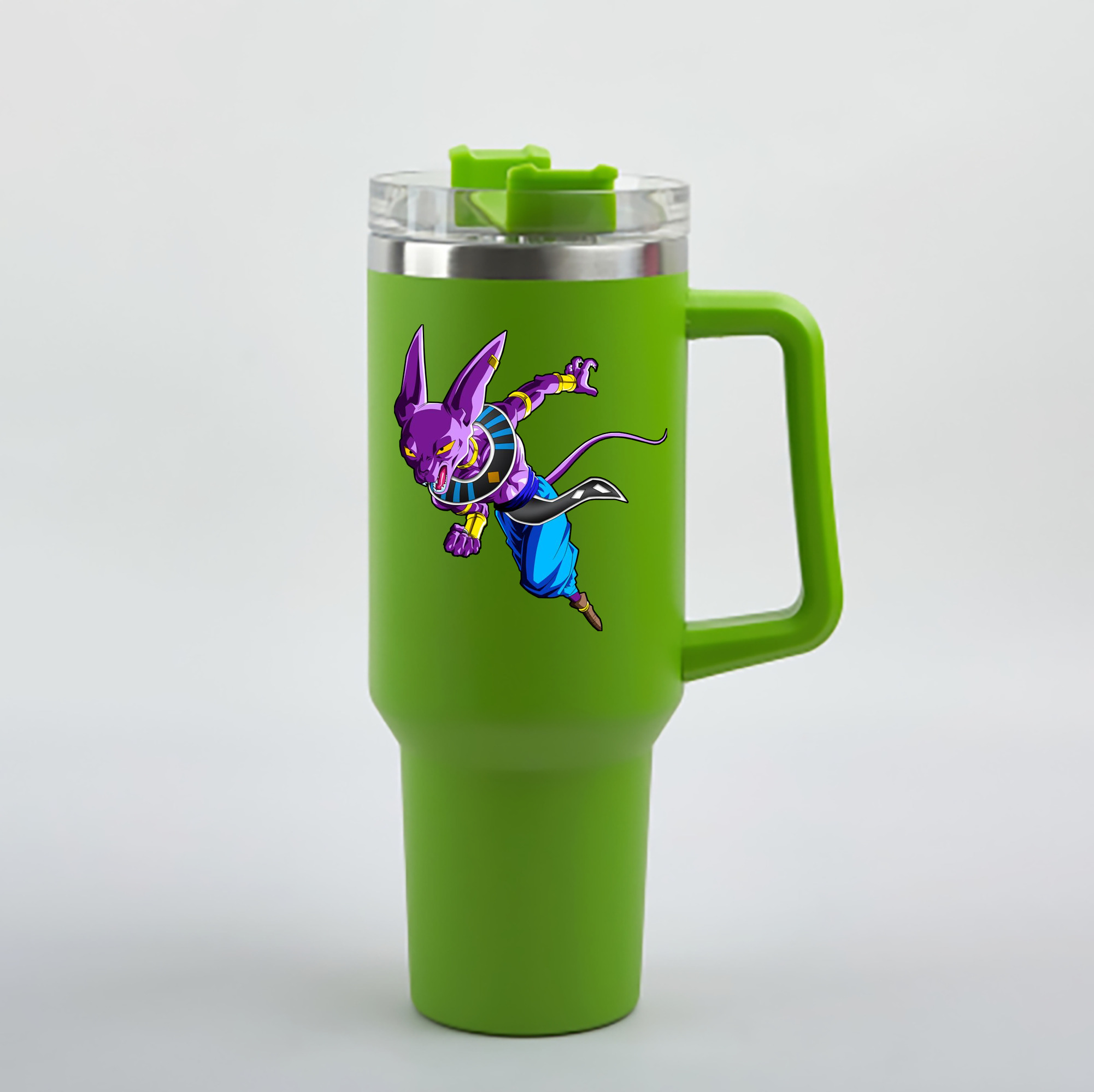 （画像用） ドラゴンボール ビルス 破壊神ビルス DRAGON BALL Beerus Birusu 1200mL車用タンブラー - クリスタルステッカー（プラスチックストロー付き）